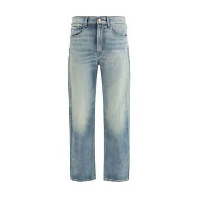 7for Blue Cotton Relaxed Fit Jeans