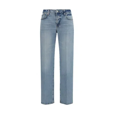 7for Blue Cotton Straight-leg Jeans