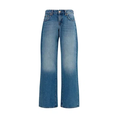 7for Blue Cotton Straight-leg Jeans