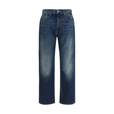 7for Blue Cotton Straight-leg Jeans