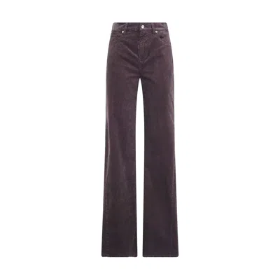 7for Brown Cotton Casual Pants In Purple