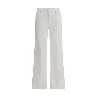 7for White Cotton Straight-leg Jeans