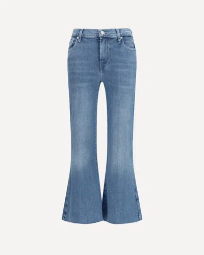 7for Cropped Flared Jeans With Raw Hem In Blue