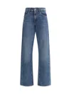 7for Calie Straight Jasper Jeans In Mid Blue