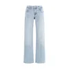 7for Light Blue Cotton Straight-leg Jeans