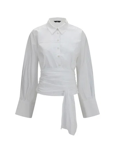 7for Waist-knot Cotton Popeline Shirt In White
