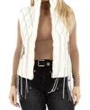 7mango7 Rhinestone Chain Jacket Vest In Ivory In Multi