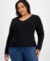 7th & Hudson Trendy Plus Size Double Layer V-neck Top