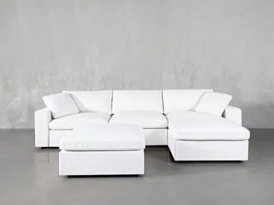 7th Avenue 4-seat Modular Chaise Sectional With Ottoman In White