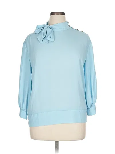 Pre-owned 7th Avenue Design Studio New York & Company 3/4 Sleeve Blouse In Blue