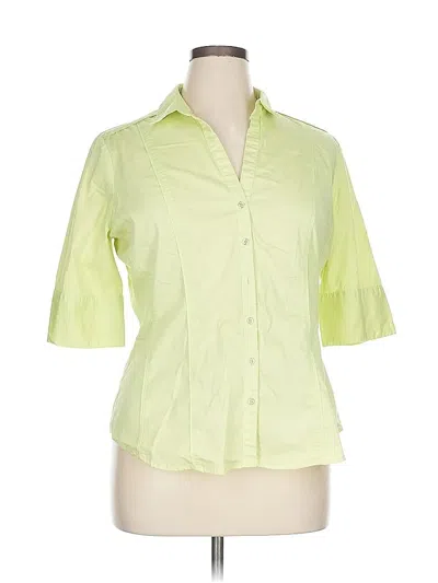 Pre-owned 7th Avenue Design Studio New York & Company 3/4 Sleeve Button Down Shirt In Green