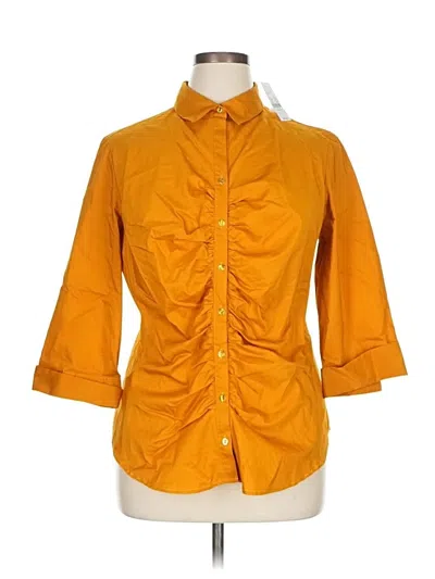 7th Avenue Design Studio New York & Company 3/4 Sleeve Button Down Shirt In Orange
