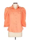 7th Avenue Design Studio New York & Company 3/4 Sleeve Button Down Shirt In Orange