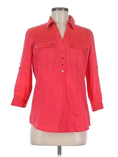 7th Avenue Design Studio New York & Company 3/4 Sleeve Button Down Shirt In Pink