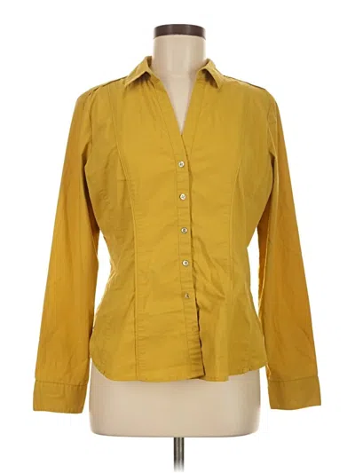 Pre-owned 7th Avenue Design Studio New York & Company 3/4 Sleeve Button Down Shirt In Yellow