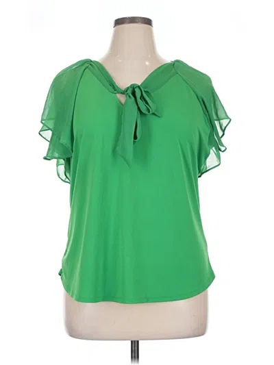 Pre-owned 7th Avenue Design Studio New York & Company Short Sleeve Blouse In Green