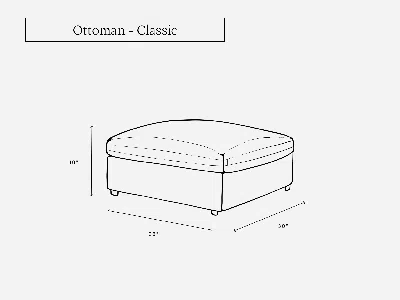 7th Avenue Ottoman - Navy Blue / Classic / Standard