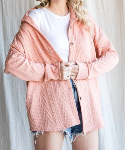 7th Ray Cable Knit Button Down Top In Rose In Pink