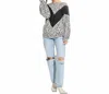 7TH RAY CHEVRON TOP WITH BUBBLE SLEEVES IN GRAY