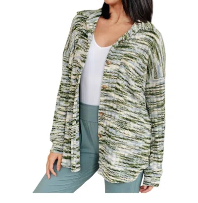 7th Ray Forest Of Feelings Knit Shacket In Olive Green