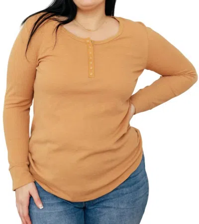 7th Ray It's Been So Long Henley Top In Golden Sand In Multi