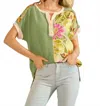 7th Ray Kassidy Floral Top In Avocado In Multi