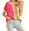 7th Ray Kassidy Floral Top In Fuchsia In Pink