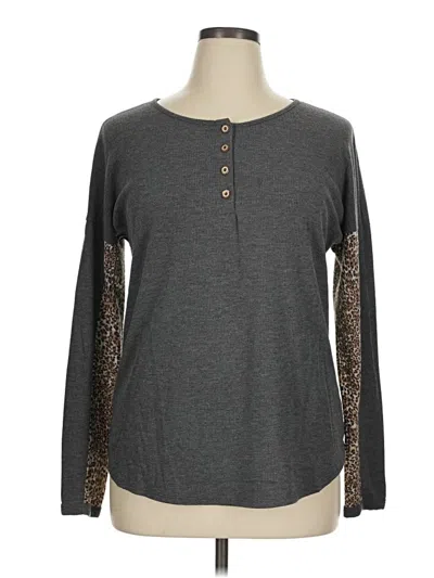 Pre-owned 7th Ray Long Sleeve Top Gray Crew Neck Tops