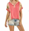 7th Ray Piper Floral Blend Top In Coral In Multi