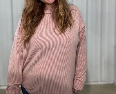 7th Ray Ribbed Pullover In Vintage Blush In Multi