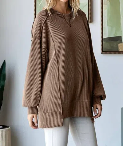 7th Ray Ribbed Sweater In Chestnut In Pink