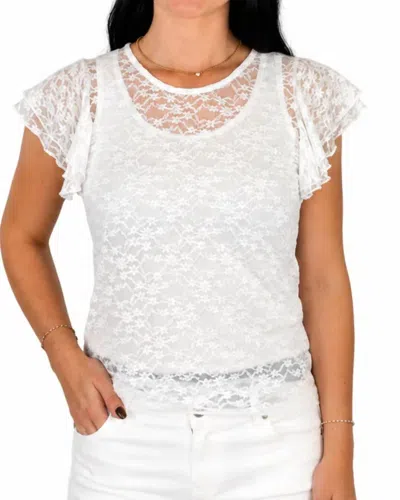7th Ray Sheer Lace Ruffle Sleeves Top In Off White