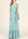 7th Ray Sleeveless Belted Maxi Dress In Nile Blue In Blue