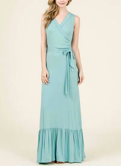 7th Ray Sleeveless Belted Maxi Dress In Nile Blue In Multi