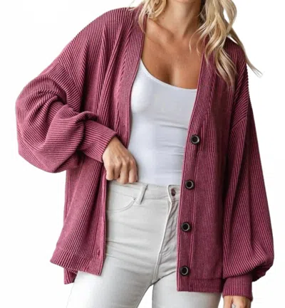 7th Ray Sweet Elegance Ribbed Sweater In Burgundy