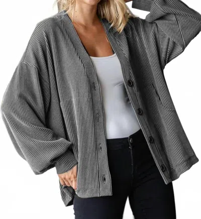 7th Ray Sweet Elegance Ribbed Sweater In Charcoal In Gray