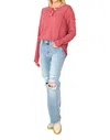 7th Ray Waffle Knit Top Long Sleeve In Pink In Pink