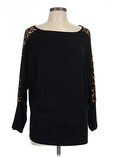 Pre-owned 7th Roy 3/4 Sleeve Top Black Boatneck Tops