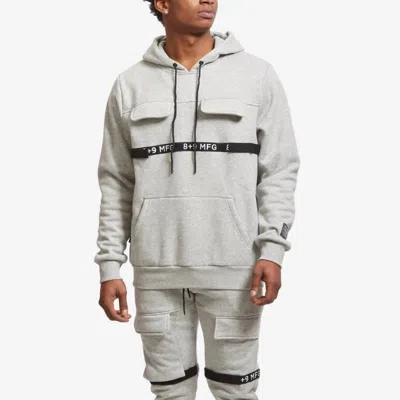 8 & 9mfg Strapped Up Fleece Hoodie In Grey