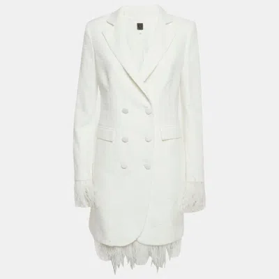 8 By Yoox 8 Yoox White Feather Trim Tweed Blazer And Skirt Set In Neutral