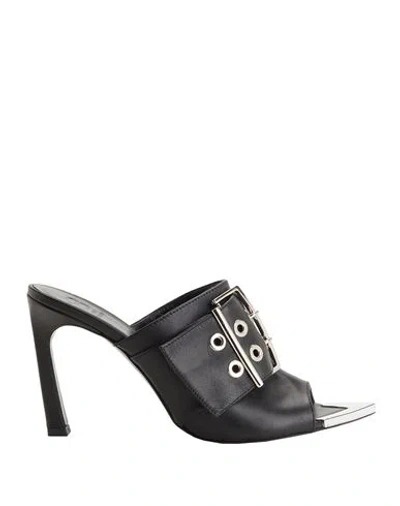 8 By Yoox Leather High Sandal Buckle Detail Woman Sandals Black Size 8 Calfskin