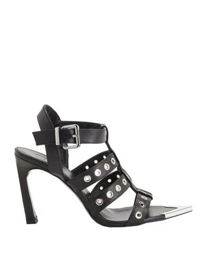 8 By Yoox Leather High Sandal Pointed Toe Woman Sandals Black Size 8 Calfskin