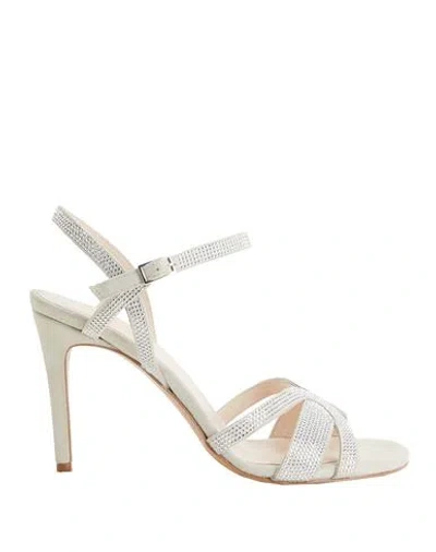 8 By Yoox Leather High Sandal Studs Detail Woman Sandals Light Grey Size 8 Ovine Leather