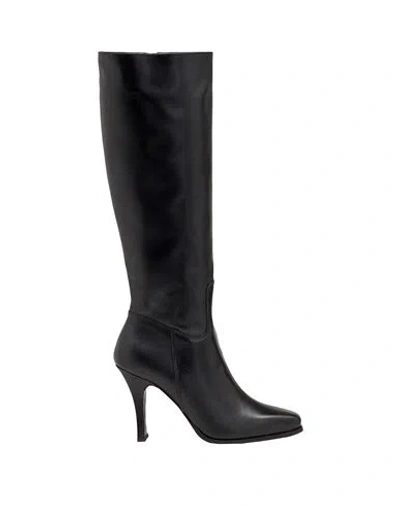 8 By Yoox Leather Square-toe Boots Woman Boot Black Size 8 Calfskin