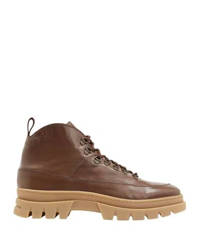 8 By Yoox Leather Trek Ankle Boots Man Ankle Boots Brown Size 9 Calfskin