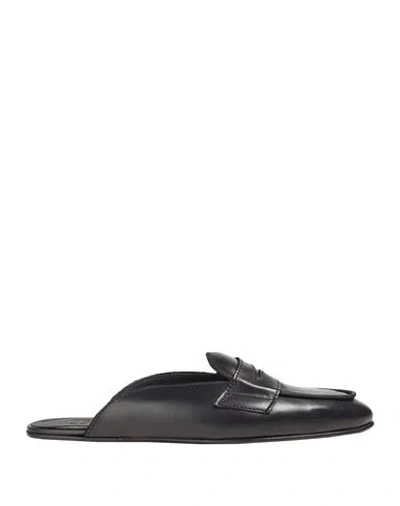 8 By Yoox Man Mules & Clogs Black Size 9 Calfskin, Textile Fibers
