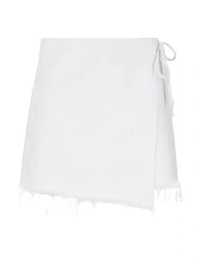 8 By Yoox Organic Cotton Denim Wrap Mini Skirt Woman Denim Shorts White Size L Organic Cotton