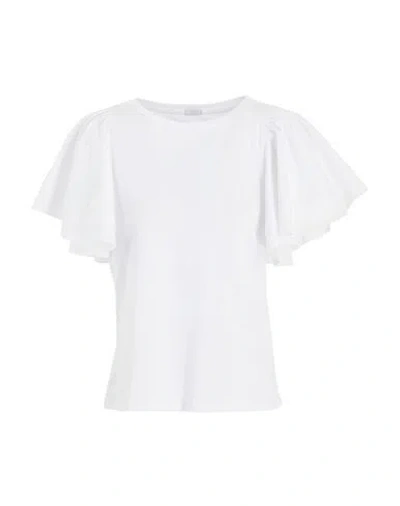 8 By Yoox Organic Cotton Ruffled Sleeve Top Woman T-shirt White Size Xxl Organic Cotton