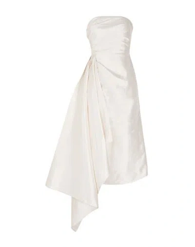 8 By Yoox Silk-shantung Bandeau Midi Dress W/ Side Drape Woman Midi Dress Ivory Size 12 Silk In White