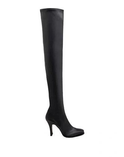 8 By Yoox Stretch Over-the-knee Boots Woman Boot Black Size 8 Polyurethane